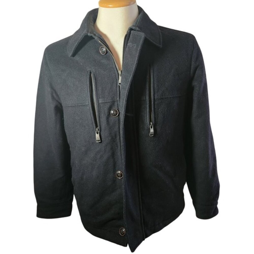 Bugatti Wool cashmere Jacket‎ Men's Black Full Zip Casual Outerwear